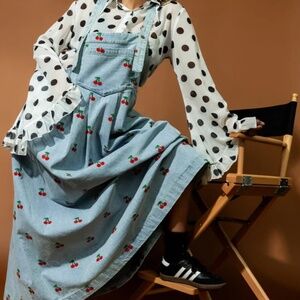 Cherry On Top Denim Jumper Dress